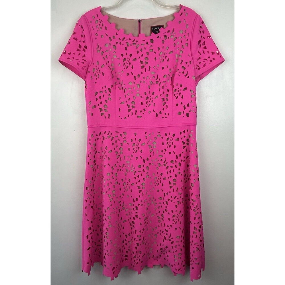 Focus by Shani Womens Dress 12 Laser Cut Pink Nude Wedding Cocktail Party Event